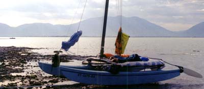 The girls sleep through the birds' shieks, high and dry on Bird Island