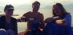 Chantal, Shaun and Melissa begin the toast