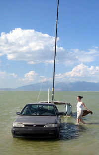 Launching the hobie cat at Lincoln Beach