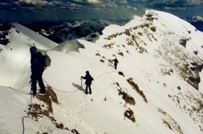 Heading back down from the summit.  Down is always easier and faster.