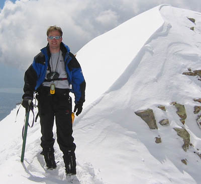 Shaun half way up Everest Ridge